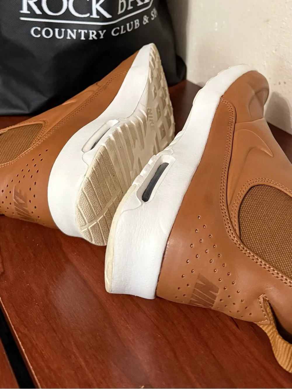 Nike Women’s Brown Leather Slip-On Sneakers with White Sole